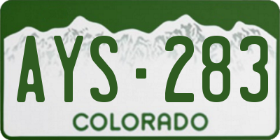 CO license plate AYS283