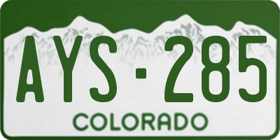 CO license plate AYS285