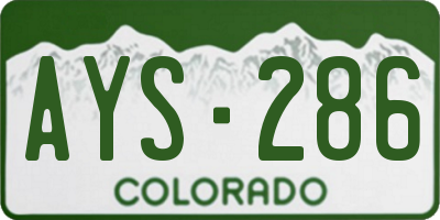 CO license plate AYS286