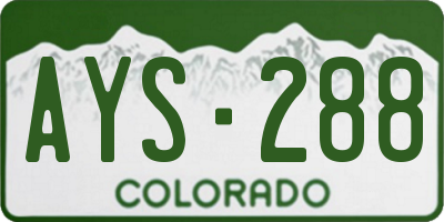 CO license plate AYS288