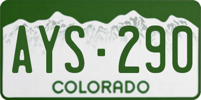 CO license plate AYS290
