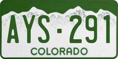 CO license plate AYS291