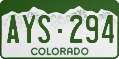 CO license plate AYS294