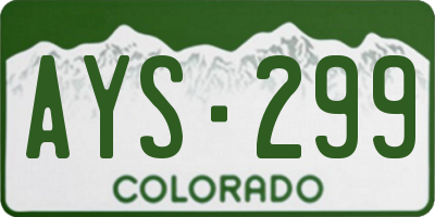 CO license plate AYS299