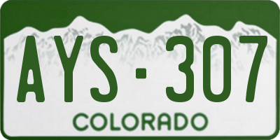 CO license plate AYS307