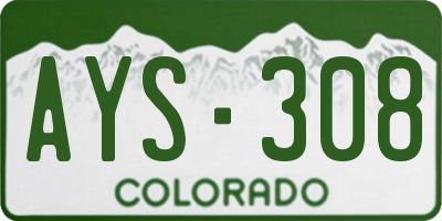 CO license plate AYS308