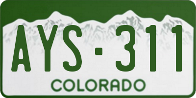CO license plate AYS311