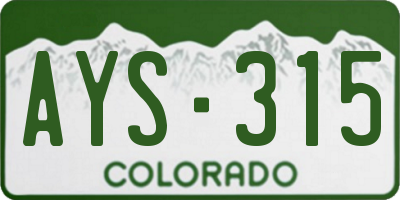 CO license plate AYS315