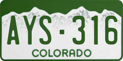 CO license plate AYS316