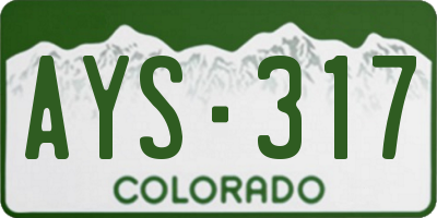 CO license plate AYS317