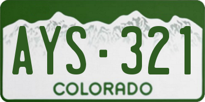 CO license plate AYS321