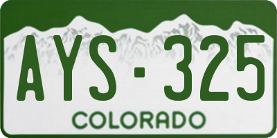 CO license plate AYS325