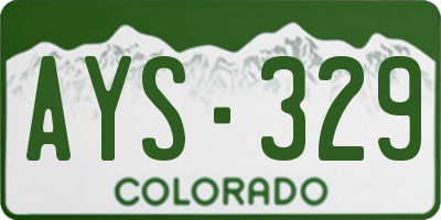CO license plate AYS329
