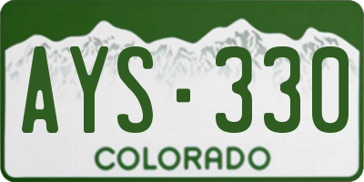 CO license plate AYS330