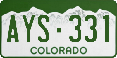 CO license plate AYS331