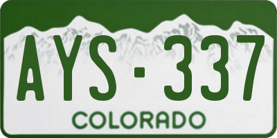 CO license plate AYS337