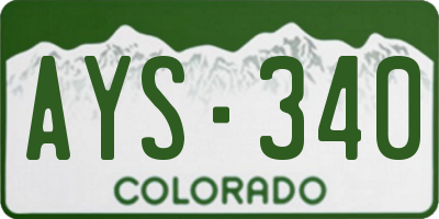 CO license plate AYS340