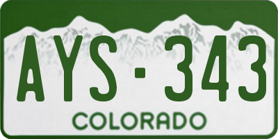 CO license plate AYS343