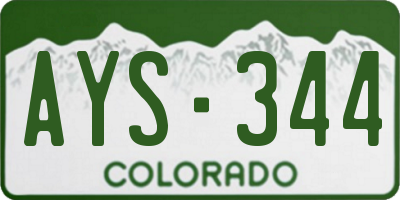 CO license plate AYS344