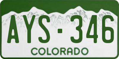 CO license plate AYS346