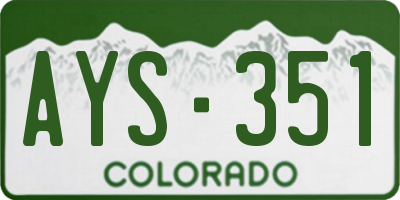 CO license plate AYS351