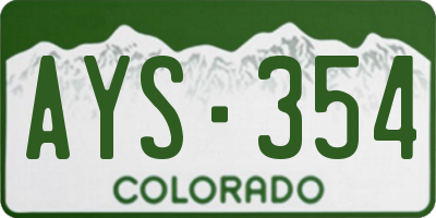 CO license plate AYS354