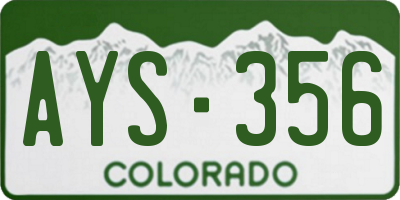 CO license plate AYS356