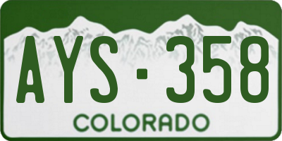 CO license plate AYS358