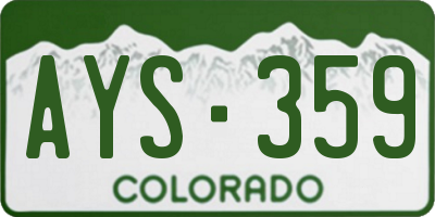 CO license plate AYS359