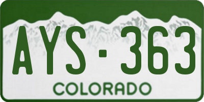 CO license plate AYS363