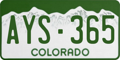 CO license plate AYS365