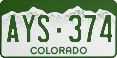 CO license plate AYS374