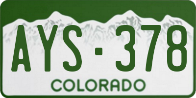 CO license plate AYS378