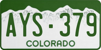 CO license plate AYS379