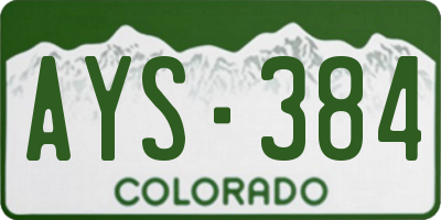 CO license plate AYS384