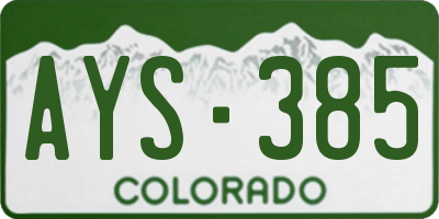 CO license plate AYS385
