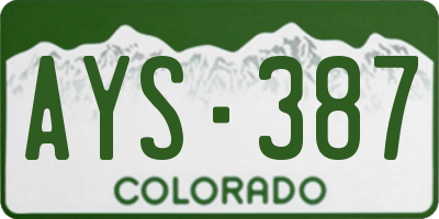 CO license plate AYS387