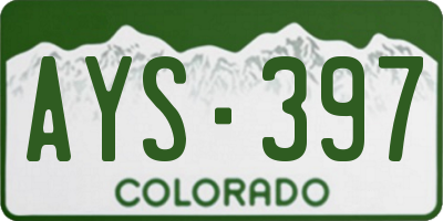 CO license plate AYS397