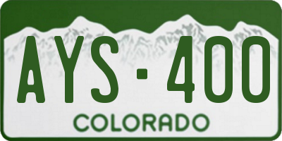 CO license plate AYS400