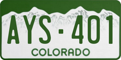 CO license plate AYS401