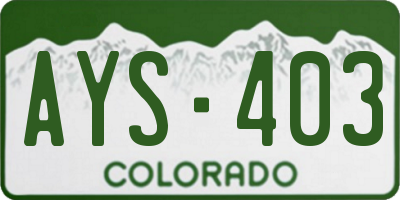 CO license plate AYS403