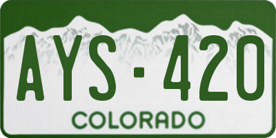 CO license plate AYS420