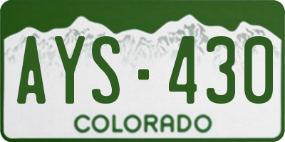 CO license plate AYS430