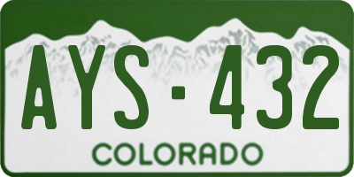 CO license plate AYS432