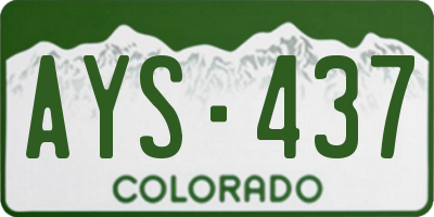 CO license plate AYS437