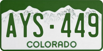 CO license plate AYS449