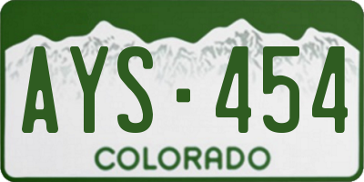 CO license plate AYS454