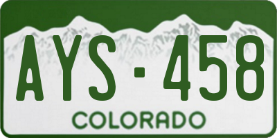 CO license plate AYS458