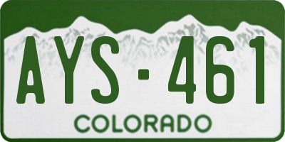 CO license plate AYS461