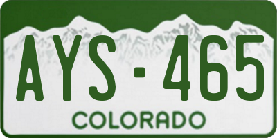 CO license plate AYS465